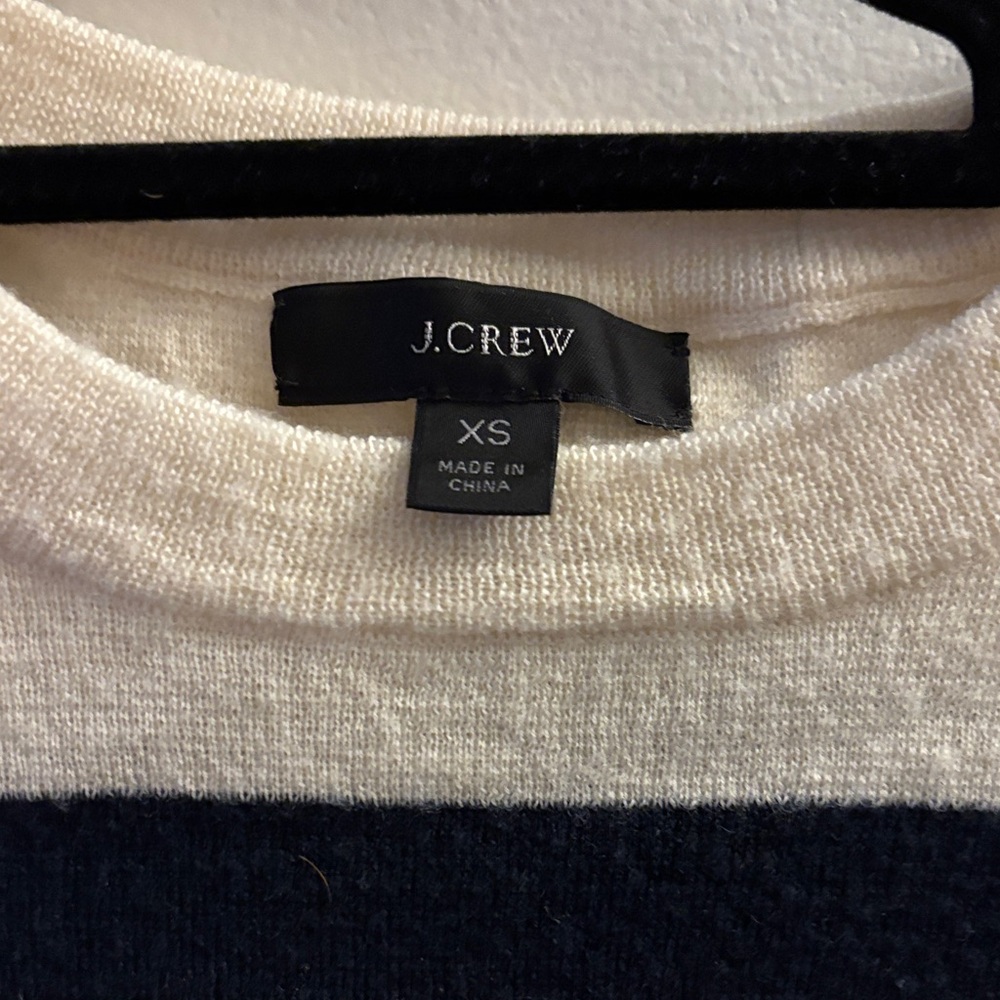 J. Crew Women's Navy and Cream Striped Sweater - Picture 2 of 4